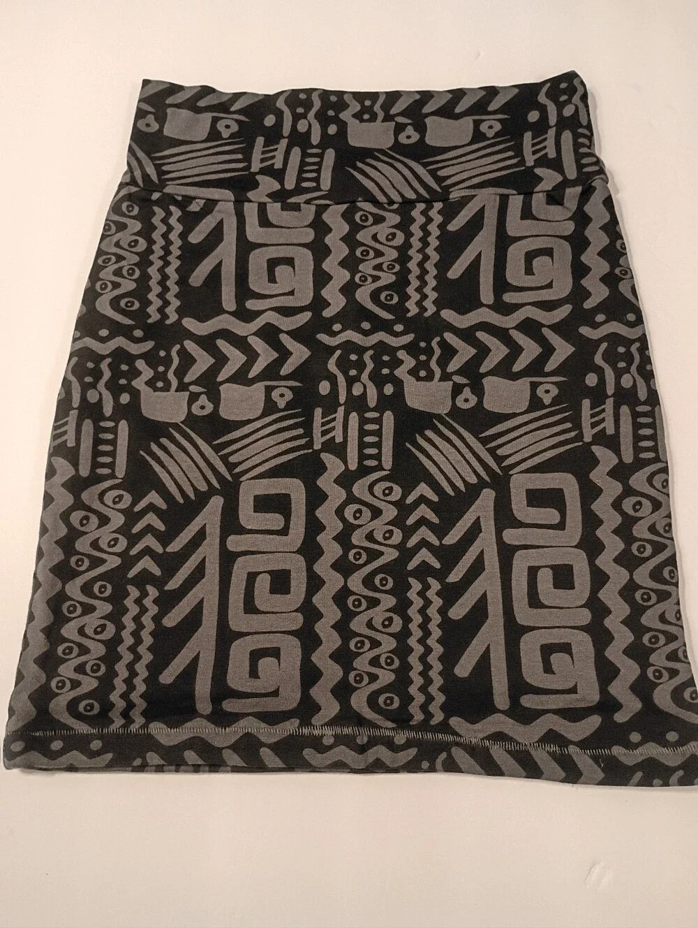 twentyone Size S/P Black & Gray Print Mini Skirt 95% Cotton 5% Elastane Pull On
